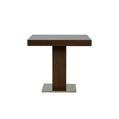 Square Pub Table in Java Veneer with Stainless Steel Base